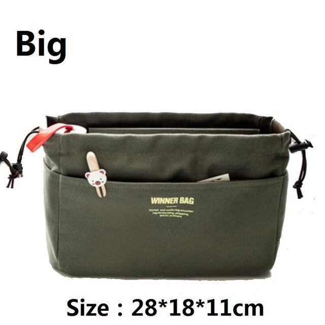 Canvas Purse Organizer with Compartment and Pockets