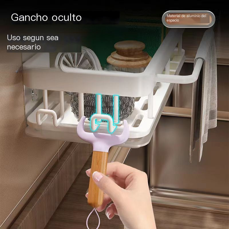 Wall-Mounted Kitchen Storage Rack with Drain Basket