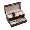 Double Layer Leather and Wood Jewelry Storage Box