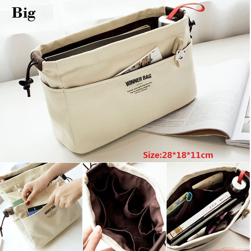 Canvas Purse Organizer with Compartment and Pockets