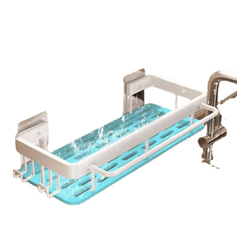 Wall-Mounted Kitchen Storage Rack with Drain Basket