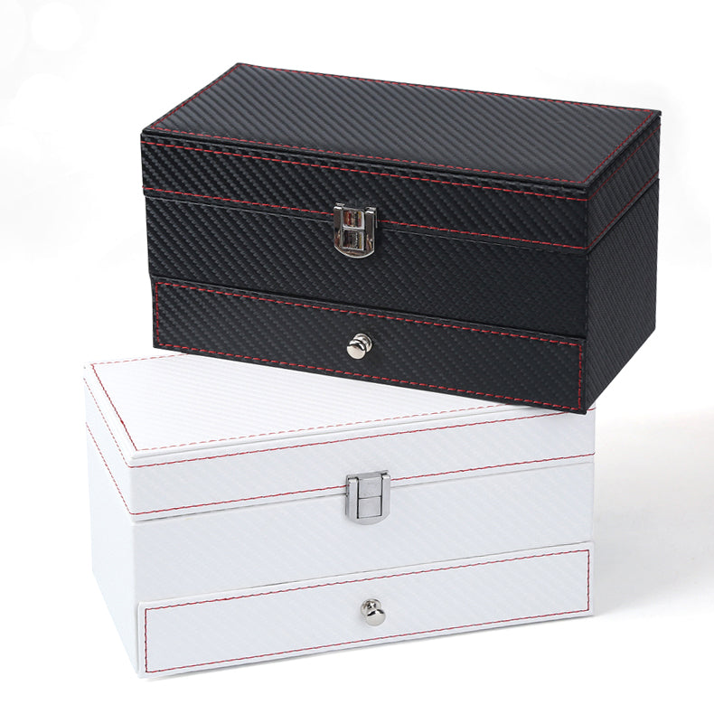 Double Layer Leather and Wood Jewelry Storage Box