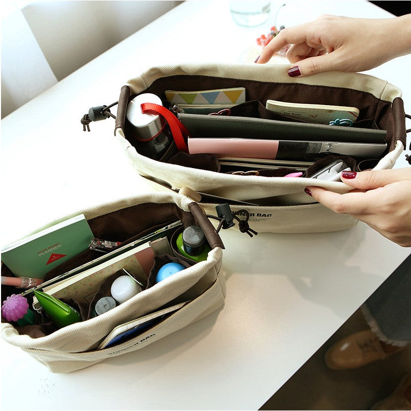 Canvas Purse Organizer with Compartment and Pockets