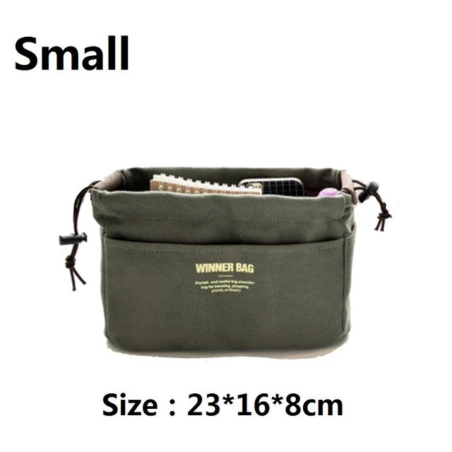 Canvas Purse Organizer with Compartment and Pockets